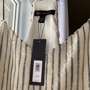 Lined Ivory/Grey striped sequin cami, NWT, never worn